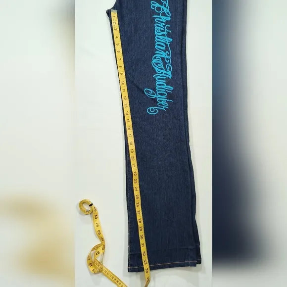 Christian Audigier Ed Hardy Styled Embroidered Jeans. Vida Muerte Size11/12