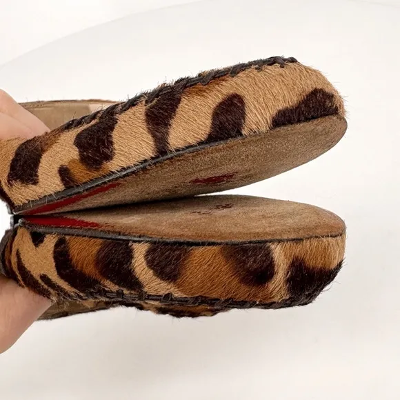 CHRISTIAN LOUBOUTIN | Leopard Pony Hair Braided Loafer Flats | EU 37