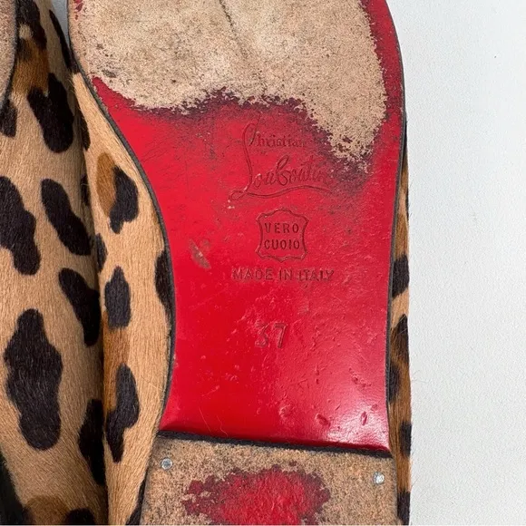 CHRISTIAN LOUBOUTIN | Leopard Pony Hair Braided Loafer Flats | EU 37
