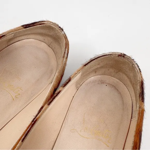 CHRISTIAN LOUBOUTIN | Leopard Pony Hair Braided Loafer Flats | EU 37