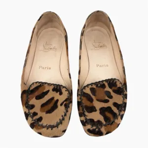 CHRISTIAN LOUBOUTIN | Leopard Pony Hair Braided Loafer Flats | EU 37