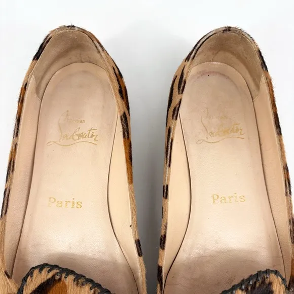CHRISTIAN LOUBOUTIN | Leopard Pony Hair Braided Loafer Flats | EU 37
