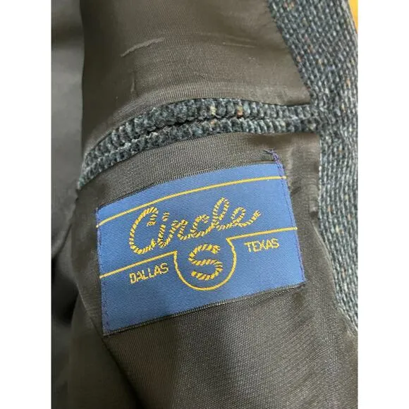 Circle S Dallas Texas Blazer Sport Coat Men's 42R Blue Corduroy Western Cowboy