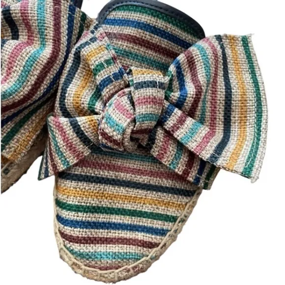 Circus by Sam Edelman Multicolor Striped Bow Slip-On Espadrille Mules Size 7