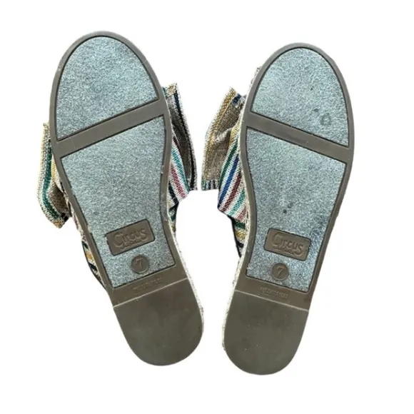 Circus by Sam Edelman Multicolor Striped Bow Slip-On Espadrille Mules Size 7