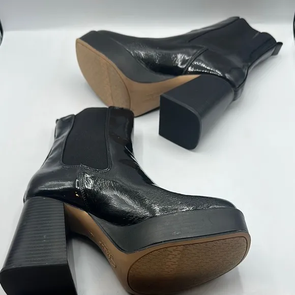Circus by Sam Edelman Sz 6 Patent Leather Black Chelsea Ankle Platform Boot NEW