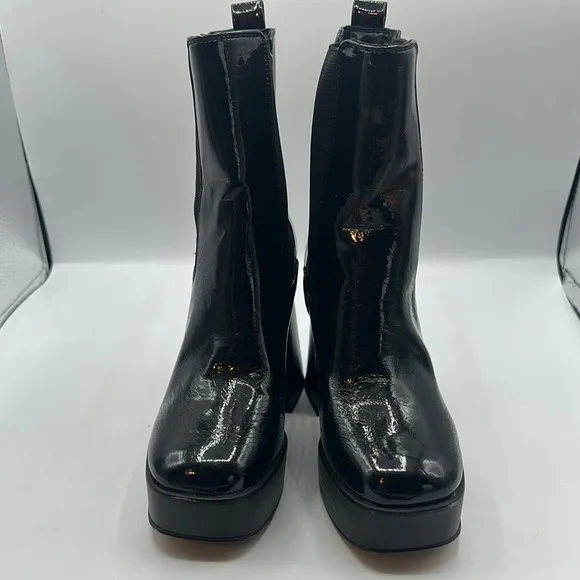 Circus by Sam Edelman Sz 6 Patent Leather Black Chelsea Ankle Platform Boot NEW