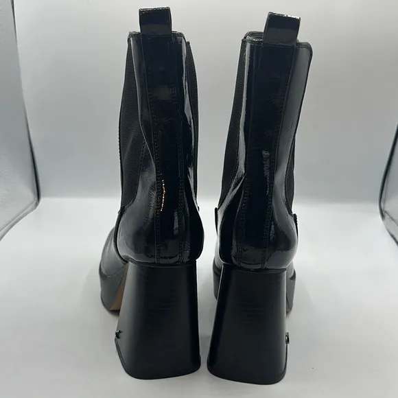 Circus by Sam Edelman Sz 6 Patent Leather Black Chelsea Ankle Platform Boot NEW