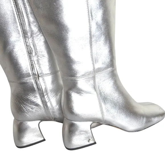 Circus NY by Sam Edelman Oaklyn Silver Wide Calf Knee-High Boots... Size 8.5