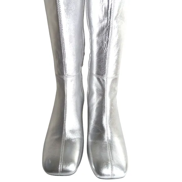 Circus NY by Sam Edelman Oaklyn Silver Wide Calf Knee-High Boots... Size 8.5