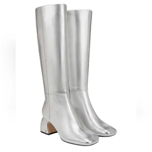 Circus NY by Sam Edelman Oaklyn Silver Wide Calf Knee-High Boots... Size 8.5