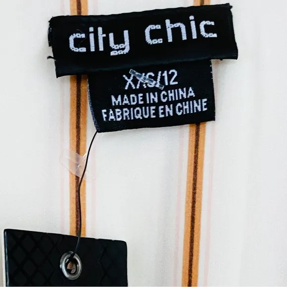 City Chic NWT Catalina Belted Faux Wrap Midi Stripe Dress Cinnamon Size 12