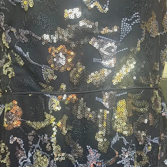 CITY STUDIO PROM Blue Sequin Embellished Sheath Full Length Dress side slit. EUC