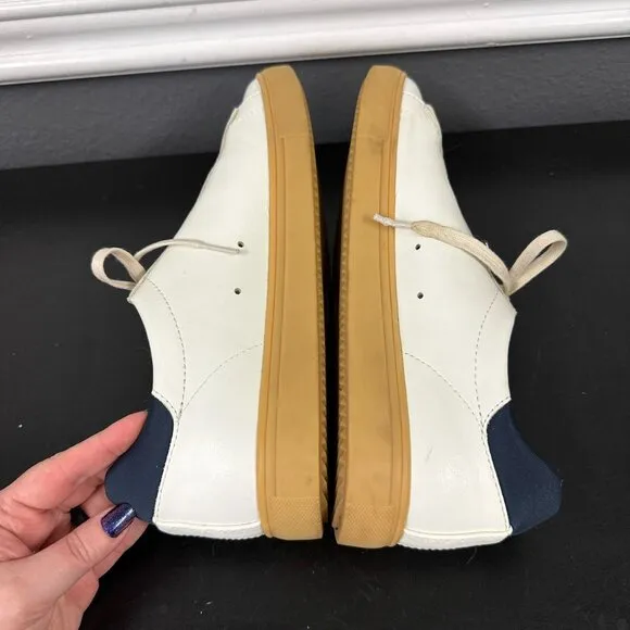 Clae Bradley White Navy Cactus Vegan Leather Shoes Faux Mens Size 10 USA