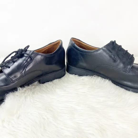 Clarks Collection 14 M Mens Black Leather Lace-up Comfort Dress Shoes