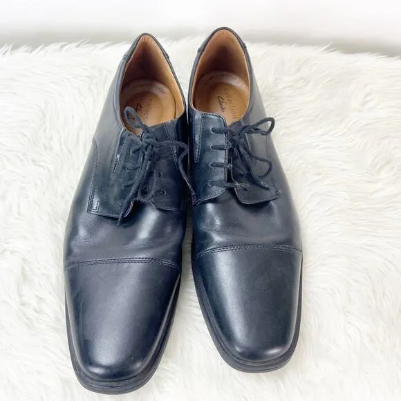 Clarks Collection 14 M Mens Black Leather Lace-up Comfort Dress Shoes