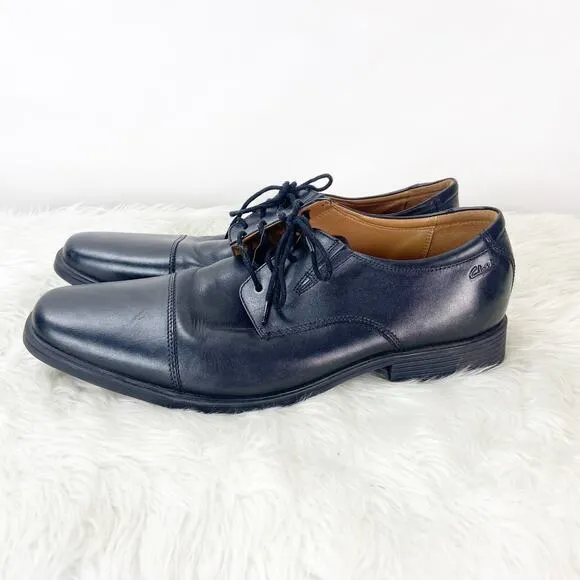 Clarks Collection 14 M Mens Black Leather Lace-up Comfort Dress Shoes