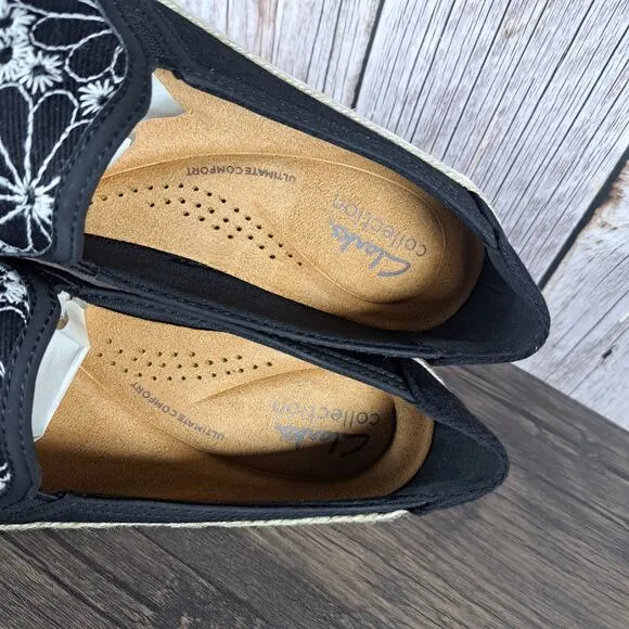 Clarks Collection Elaina Harbor Black Slip On Loafer Womens's Size 6 M (NWOB)