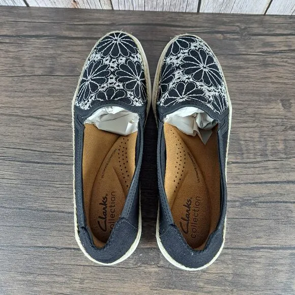 Clarks Collection Elaina Harbor Black Slip On Loafer Womens's Size 6 M (NWOB)