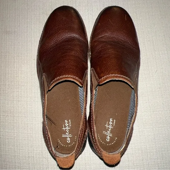 Clarks Kitna Brown/Navy Easy Slip-On Leather Size 12M