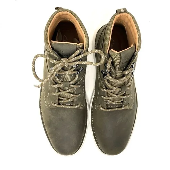 Clarks Larvik Mid Olive Leather Boots