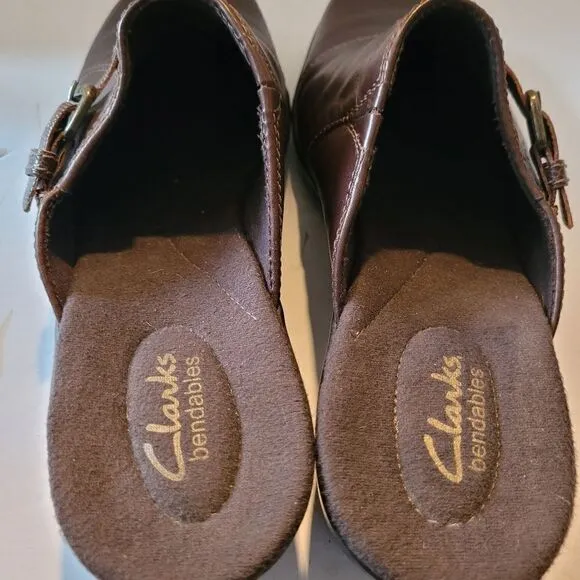 CLARKS Leather Women Brown Backless slip on shoes Size 10m Nwot very comfortable
