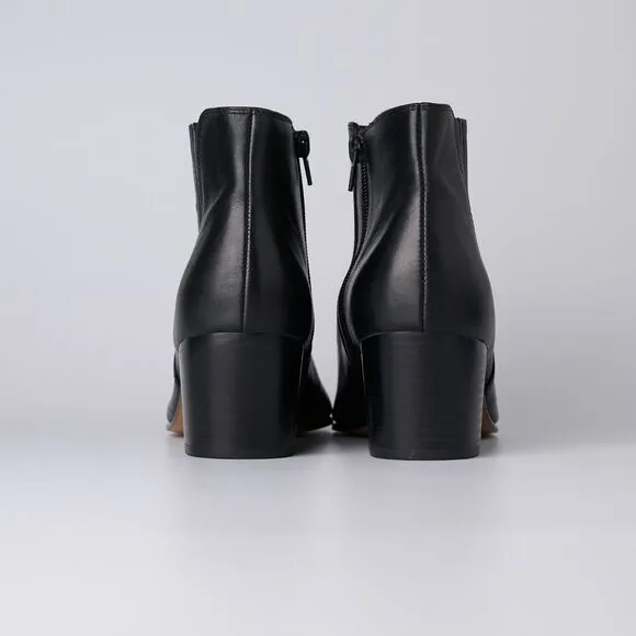 Clarks Maypearl Tulsa Women's US 8.5M Bootie Black Leather Side Zip Ankle Boot