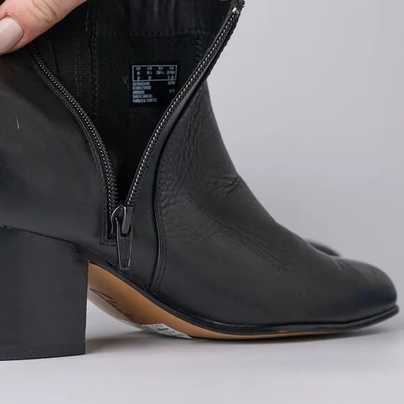 Clarks Maypearl Tulsa Women's US 8.5M Bootie Black Leather Side Zip Ankle Boot