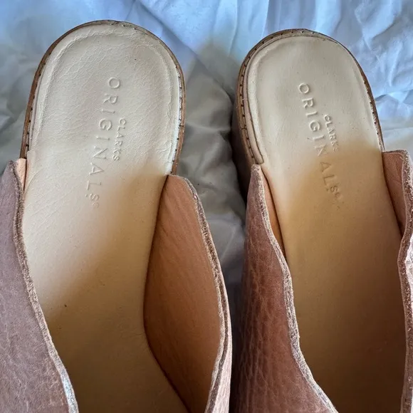 Clarks Originals Amara Sandstone Nude Slip On Mules Shoes Womens Size 8.5