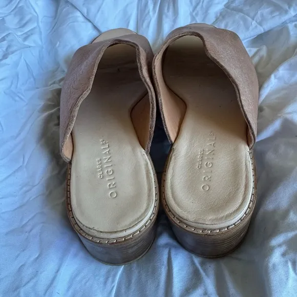 Clarks Originals Amara Sandstone Nude Slip On Mules Shoes Womens Size 8.5