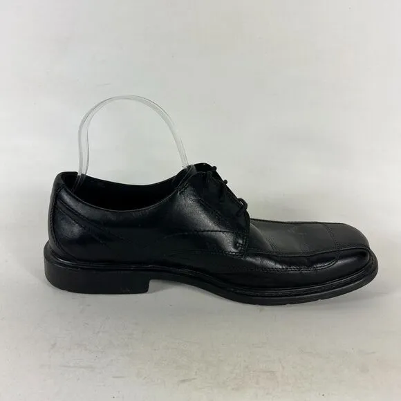 Clarks Oxford Men's 8.5 Black Leather Slip-On Low Square Toe Formal Dress Shoes