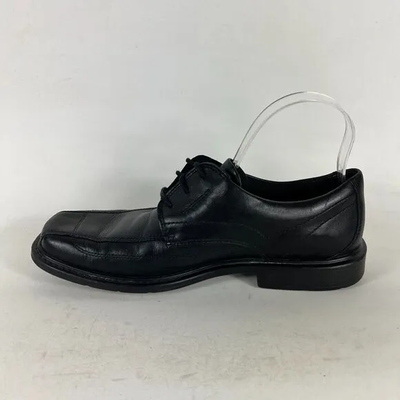 Clarks Oxford Men's 8.5 Black Leather Slip-On Low Square Toe Formal Dress Shoes
