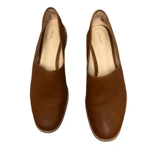 Clarks Pure Easy Cognac Tan Brown Leather Slip On Loafers 👞 Shoes 8.5