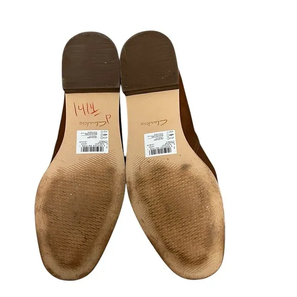 Clarks Pure Easy Cognac Tan Brown Leather Slip On Loafers 👞 Shoes 8.5