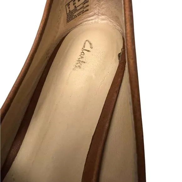 Clarks Pure Easy Cognac Tan Brown Leather Slip On Loafers 👞 Shoes 8.5