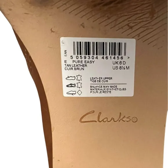 Clarks Pure Easy Cognac Tan Brown Leather Slip On Loafers 👞 Shoes 8.5