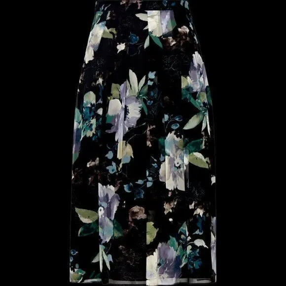 Classic and gorgeous WORTH Navy Floral Chiffon Skirt