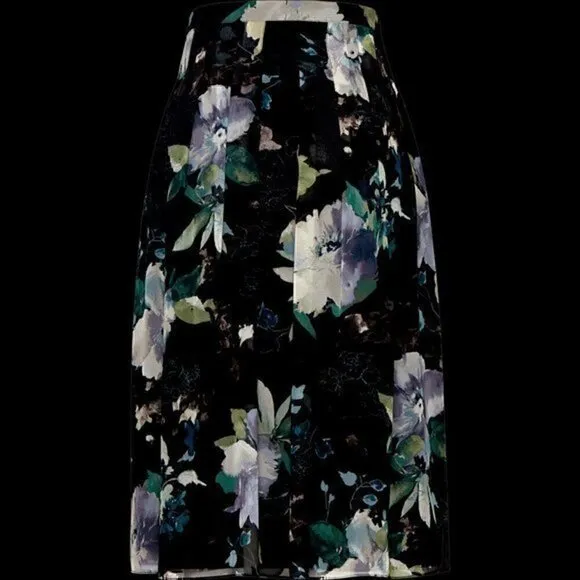 Classic and gorgeous WORTH Navy Floral Chiffon Skirt
