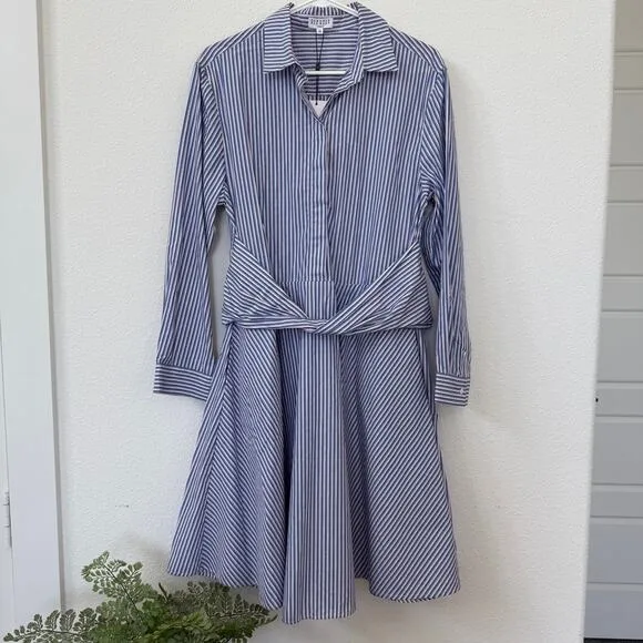 CLAUDIE PIERLOT Stripe Shirt Dress Cotton US 8 Long Sleeve NWT Parisian