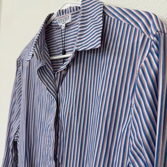 CLAUDIE PIERLOT Stripe Shirt Dress Cotton US 8 Long Sleeve NWT Parisian