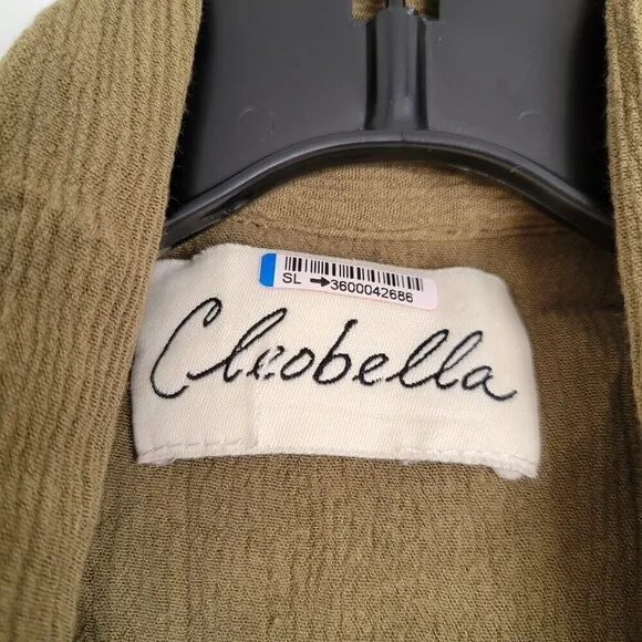 Cleobella Brown Pocket Front Long Sleeve Belted Light Cardigan Jacket Size Small