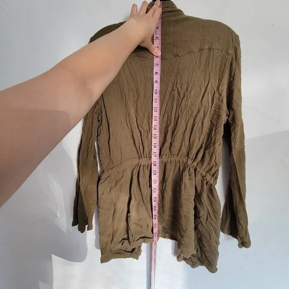 Cleobella Brown Pocket Front Long Sleeve Belted Light Cardigan Jacket Size Small
