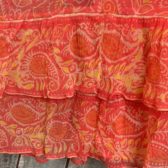 Cleobella Hannah Cutout Tiered Ruffle Maxi Dress in Coral Blossom Medium NWT
