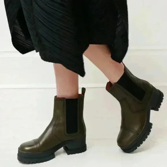 CLERGERIE Wafa Leather Ankle Boots | Size 38 / US 7.5 | Made in Portugal | Block