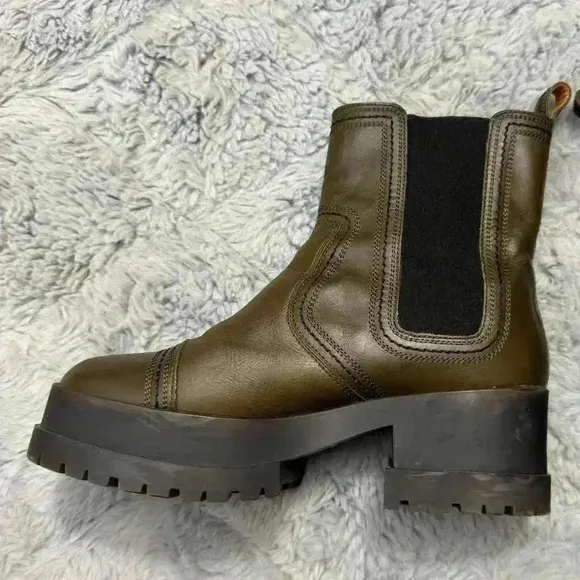 CLERGERIE Wafa Leather Ankle Boots | Size 38 / US 7.5 | Made in Portugal | Block