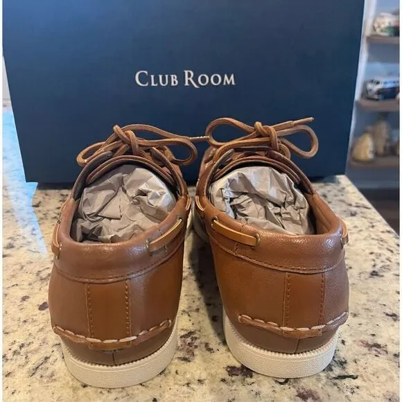 Clubroom Mens Brown Comfort Elliot Round Toe Lace-Up Boat Shoes