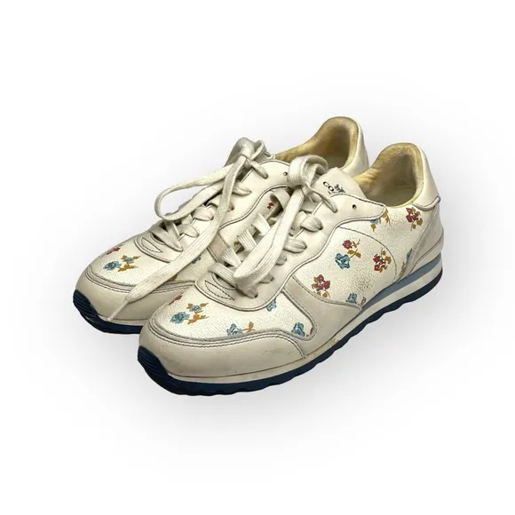 Coach ✽ C142 Runner Running Shoes Sneakers ✽ Chalk Tossed Rose Print ✽ 8.5M ✽