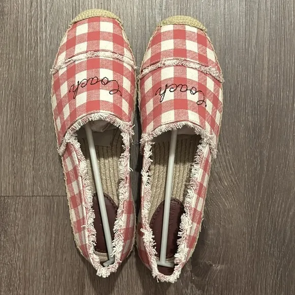 Coach Celina Espadrille Pink Gingham Slip On Shoes Like New Size 8.5B