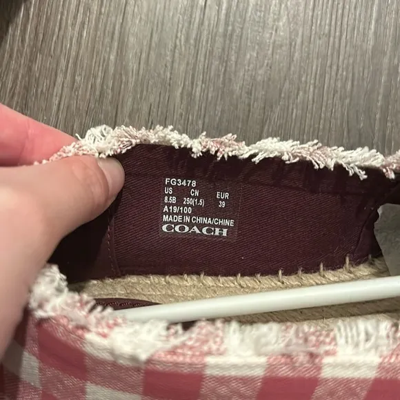 Coach Celina Espadrille Pink Gingham Slip On Shoes Like New Size 8.5B