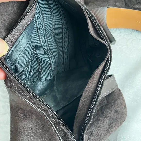 COACH Fara Chestnut Suede/Matte Calf Boots, EUC
